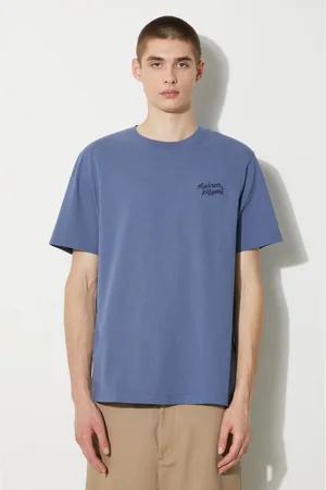 Maison Kitsuné T-shirt in cotone Handwriting Comfort Tee Shirt uomo colore con applicazione MM00126KJ0118