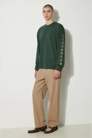 Pleasures Top a maniche lunghe in cotone Oe Long Sleeve colore con applicazione P24SU008-GREEN