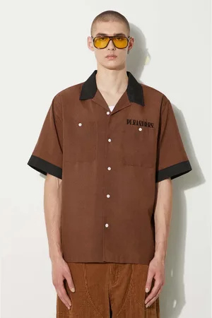 Pleasures Camicia Daisy Bowling Button Down uomo colore P24SU001-BROWN