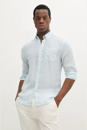 Barbour Camicia di lino Linton Tailored Shirt uomo colore blu MSH5325