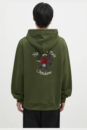 Drôle de Monsieur Felpa in cotone Le Hoodie Slogan Fleurs uomo colore con cappuccio con applicazione E-HO169-CO127-KK