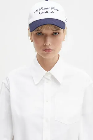 Sporty & Rich Berretto da baseball in cotone Faubourg colore con applicazione AC040517619WH22