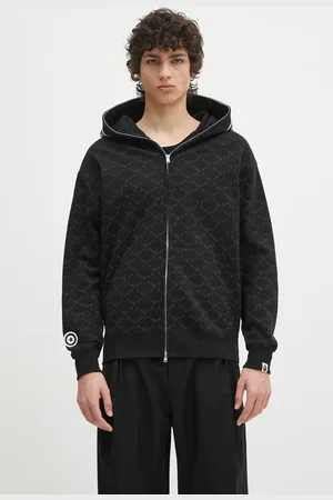 A Bathing Ape Felpa in cotone College Monogram Relaxed Fit Shark Full colore con cappuccio 1L30115314