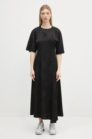 Ganni Vestito Fluid Satin Jacquard Slit Long colore W0255