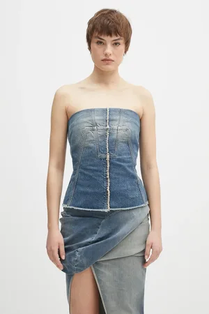 Rick Owens Maglietta jeans Bustier Top colore DS01E3127.DWB