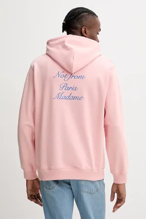 Drôle de Monsieur Felpa in cotone Le Hoodie Slogan Cursive colore con cappuccio con applicazione G-HO168-CO127-LPI