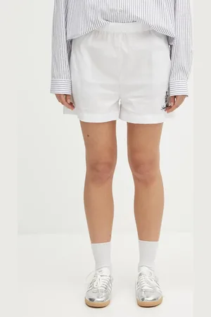 Sporty & Rich Pantaloncini in cotone Vendome Poplin donna colore con applicazione SH012606205WH01
