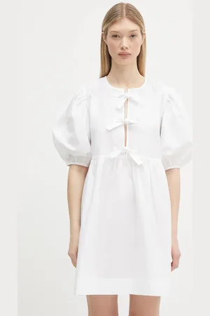 Ganni Vestito in cotone Cotton Poplin Tie String Mini colore F9170