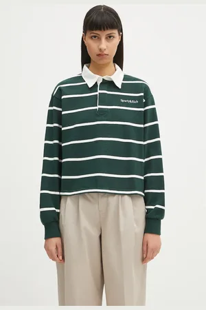 Sporty & Rich Felpa in cotone Serif Logo Cropped Rugby Polo donna colore ST008606300GR51