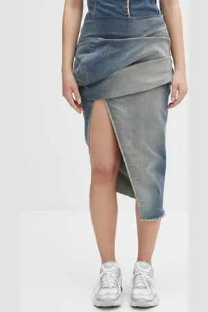 Rick Owens Gonna di jeans Low Twist Skirt colore DS01E3349.SDWB