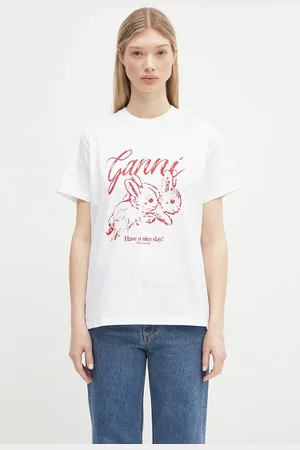 Ganni T-shirt in cotone Basic Jersey Bunnies Relaxed colore T3994