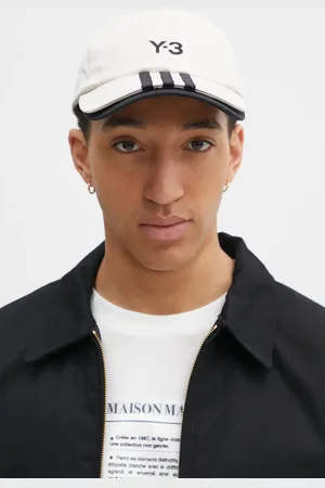 Y-3 Berretto da baseball in cotone Stripes Double Brim Cap colore con applicazione JM9041