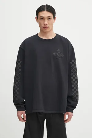 Rhude Top a maniche lunghe in cotone Cross Logo colore con applicazione RHPS25TT12012