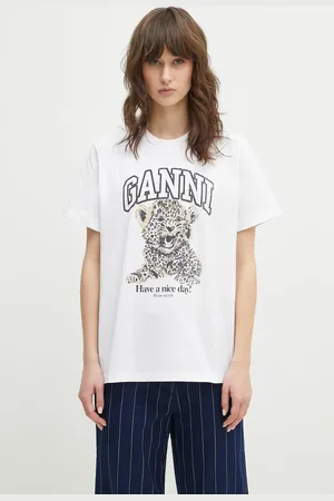 Ganni T-shirt in cotone Basic Jersey Leopard Relaxed donna colore T4124
