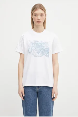 Ganni T-shirt in cotone Basic Jersey Tattoo Lace Relaxed colore T4158