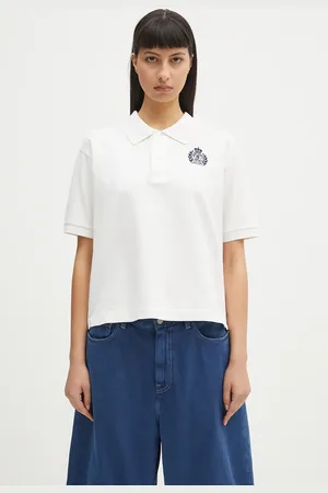 Sporty & Rich Polo in cotone H&W Crest Pique colore con applicazione TO085606241WH01