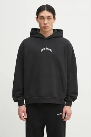 Palm Angels Felpa in cotone Back Curved Logo colore con cappuccio PMBB155S25FLE0041003