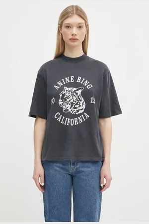 ANINE BING T-shirt in cotone Avi Tee Collegiate Leopard colore A.08.10922
