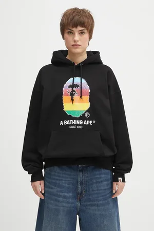 A Bathing Ape Felpa in cotone Crystal Ape Head Oversized Pullover colore con cappuccio 1L30214003