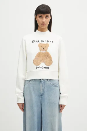Palm Angels Felpa in cotone Bear In Mind Crew donna colore con applicazione PWBA016S25FLE0030360