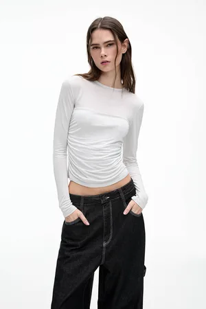 Pull&Bear Maglietta A Maniche Lunghe Drappeggiata