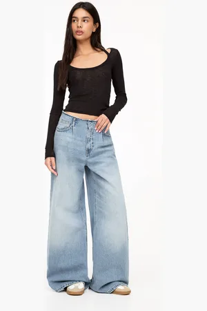 Pull&Bear Jeans Wide Leg Con Vita Sfrangiata