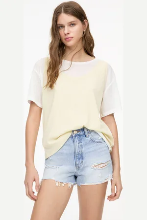 Pull&Bear Shorts Di Jeans Con Orlo Sfilacciato