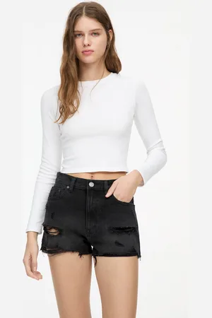 Pull&Bear Shorts Di Jeans Con Orlo Sfilacciato
