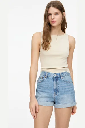 Pull&Bear Shorts Di Jeans Mom Fit Risvolto