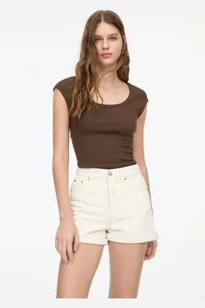 Pull&Bear Shorts Di Jeans Mom Fit Risvolto