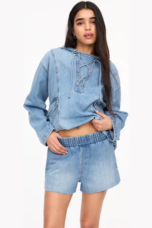 Pull&Bear Shorts Di Jeans Boxer Con Vita Elasticizzata