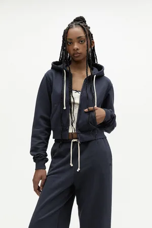 Pull&Bear Felpa Cropped Cappuccio Cerniera