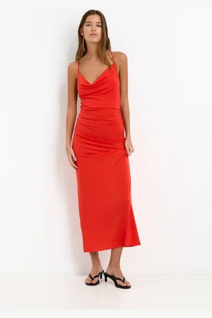 Pull&Bear Vestito Midi Bretelle Asimmetrico