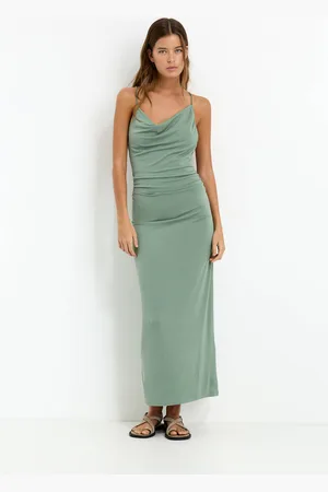 Pull&Bear Vestito Midi Bretelle Asimmetrico