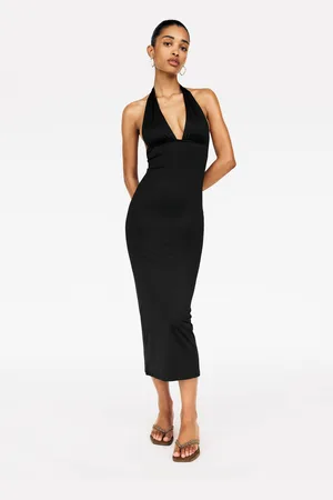 Pull&Bear Vestito Midi In Poliammide Con Scollo A V