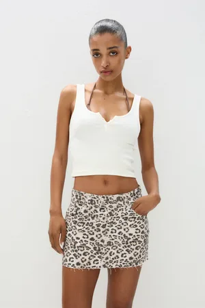 Pull&Bear Minigonna Di Jeans Con Stampa Animalier