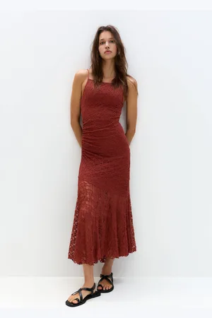 Pull&Bear Vestito Midi In Pizzo