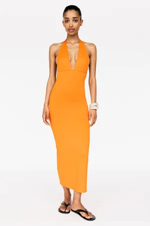 Pull&Bear Vestito Midi In Poliammide Con Scollo A V