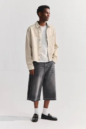 Pull&Bear Bermuda Di Jeans Super Baggy Stwd Con Bordini