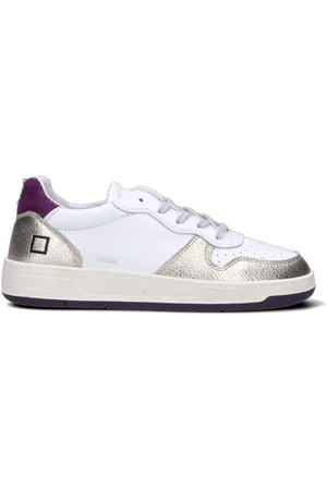 D.A.T.E. Sneaker donna bianca/oro/viola in pelle