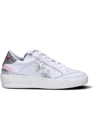 Gio+ Sneaker donna bianca/rosa/argento in pelle