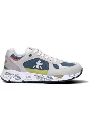 Premiata Sneaker uomo grigia/blu/gialla/ /rossa in suede