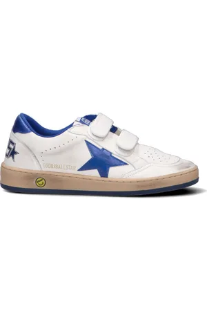 Golden Goose BALL STAR STRAP Sneaker ragazzo bianca/blu in pelle