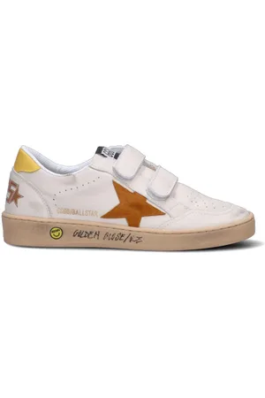 Golden Goose BALL STAR STRAP Sneaker ragazzo bianca/gialla in pelle