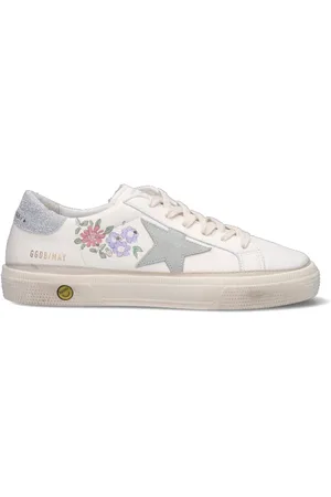 Golden Goose MAY Sneaker ragazza bianca/argento in pelle