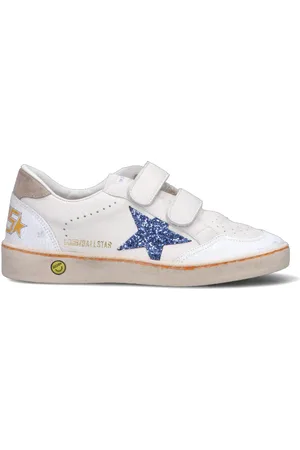 Golden Goose BALL STAR STRAP Sneaker ragazza bianca/azzurra in pelle