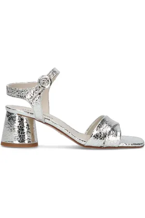 HALMANERA Sandalo donna argento in pelle
