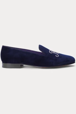 Ralph Lauren Pantofole Alonzo in velluto ricamate