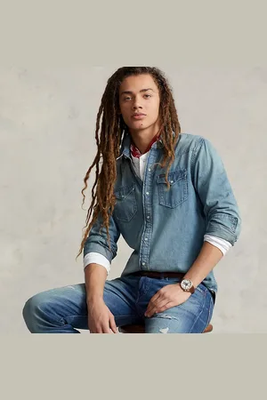 Ralph Lauren Camicia western in denim irregolare