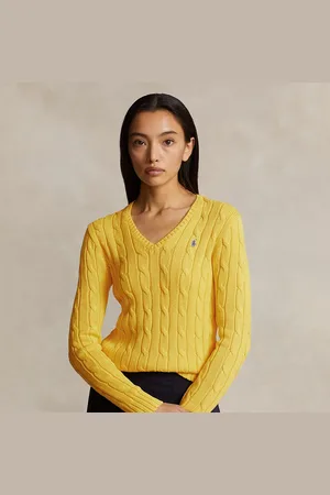 Ralph Lauren Maglia in cotone a trecce con scollo a V